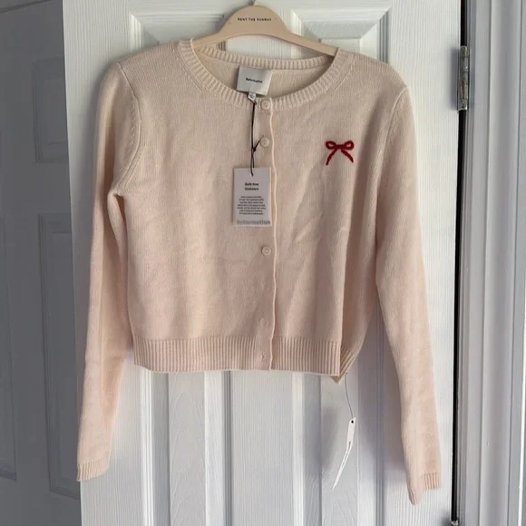 NWT CLARA CASHMERE SWEATER WITH RED BOW DETAIL - Picture 7 of 7